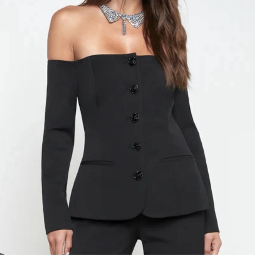 NWT L'AGENCE Off Shoulder Structured Button Up Blazer Top - Picture 14 of 16